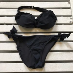 Two piece black bathing suit